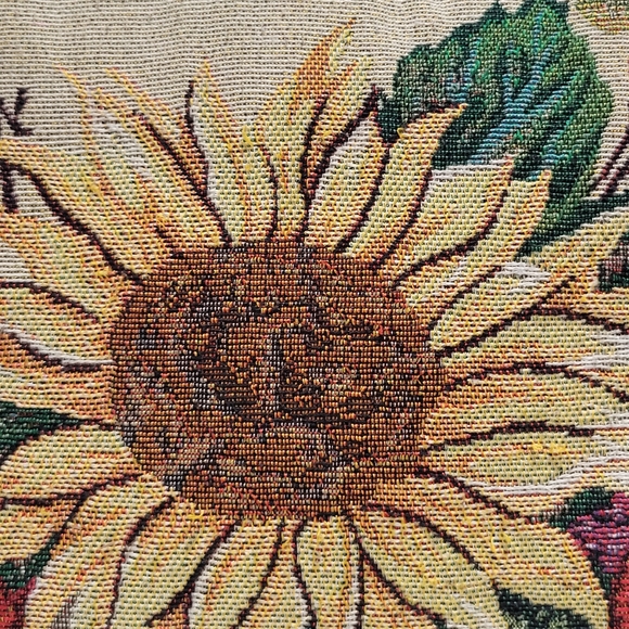 Sunflower  tapestry throw decorative pillow 15 x 14, interchangeable - Picture 5 of 13